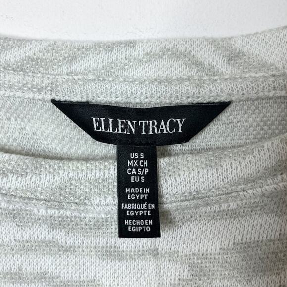 Ellen Tracy Women's Zebra Sweater S Gray & White Soft Knit Jacquard Long Sleeve - Picture 7 of 11